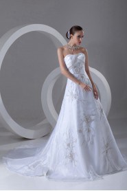 Organza Scoop A Line Gown with Embroidery