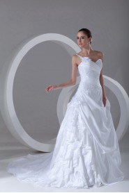 Taffeta Sweetheart A Line Gown with Hand-made Flowers