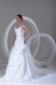 Taffeta Sweetheart A Line Gown with Hand-made Flowers