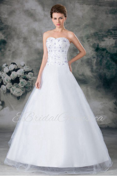 Organza Sweetheart A Line Gown with Embroidery