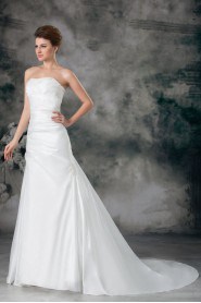 Taffeta Strapless A Line Gown with Embroidery