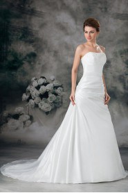 Taffeta Strapless A Line Gown with Embroidery