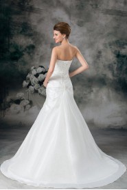 Taffeta Strapless A Line Gown with Embroidery