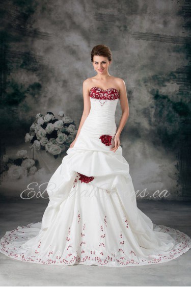 Taffeta Sweetheart A Line Gown with Embroidery