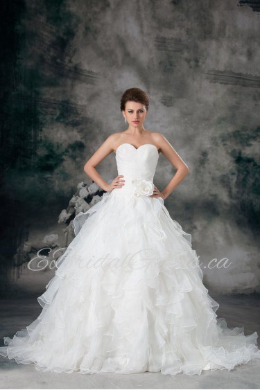 Organza Sweetheart A Line Gown with Hand-made Flower