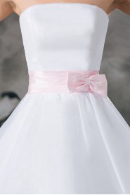 Organza Strapless A Line Short Gown with Sash