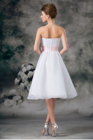 Organza Strapless A Line Short Gown with Sash