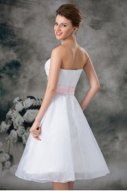 Organza Strapless A Line Short Gown with Sash