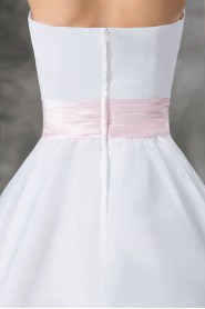 Organza Strapless A Line Short Gown with Sash