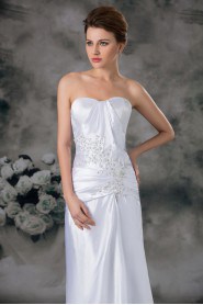 Satin Sweetheart Sheath Gown with Embroidery