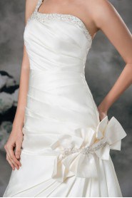 Satin Strapless Sheath Gown with Hand-made Flowers