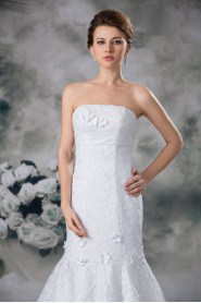 Strapless Sheath Lace Gown with Embroidery