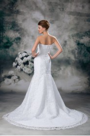 Strapless Sheath Lace Gown with Embroidery