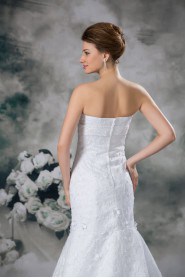 Strapless Sheath Lace Gown with Embroidery