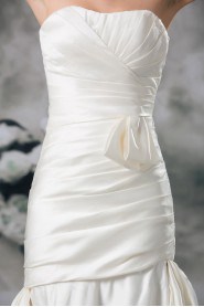 Satin Strapless Sheath Gown with Embroidery