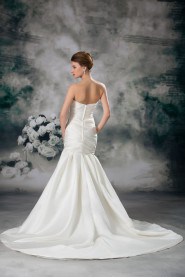 Satin Strapless Sheath Gown with Embroidery