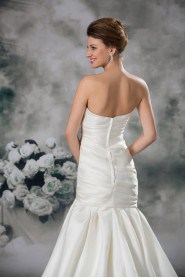 Satin Strapless Sheath Gown with Embroidery