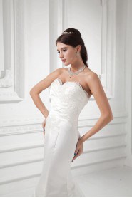 Satin Sweetheart Sheath Gown with Embroidery