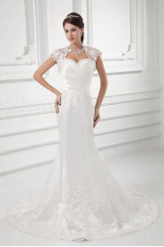 Satin Sweetheart Sheath Gown with Embroidery