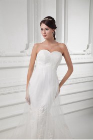 Satin and Net Sweetheart Sheath Gown with Embroidery