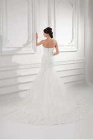 Satin and Net Strapless Sheath Gown with Sash