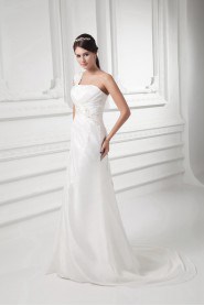 Taffeta Sheath Gown with Embroidery with One Shoulder