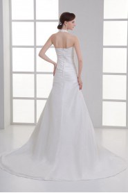 Satin Sheath Gown with Crisscross Ruched Bodice