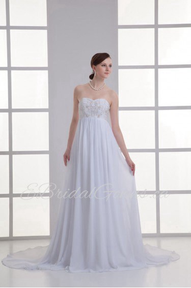 Chiffon Sweetheart Column Gown with Embroidery