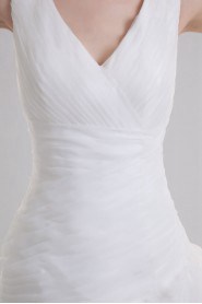 Organza Sheath Gown with Hamd-made Flower