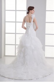 Organza Sheath Gown with Hamd-made Flower