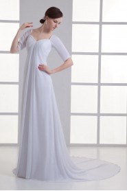 Chiffon Sweetheart Column Gown with Half Sleeves