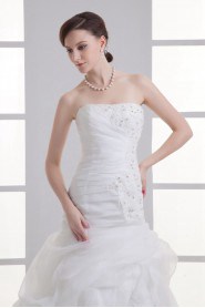 Organza Strapless Sheath Beaded Gown