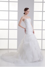 Organza Strapless Sheath Beaded Gown