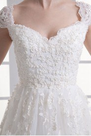 Organza Sweetheart Sheath Gown with Cap Sleeves