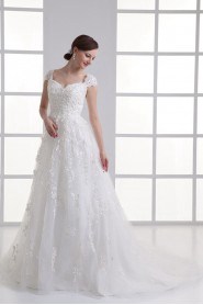 Organza Sweetheart Sheath Gown with Cap Sleeves