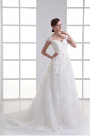 Organza Sweetheart Sheath Gown with Cap Sleeves