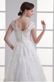 Organza Sweetheart Sheath Gown with Cap Sleeves