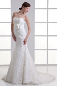 Satin and Net Sweetheart Sheath Gown with Embroidery