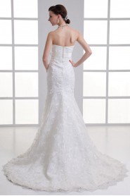 Satin and Net Sweetheart Sheath Gown with Embroidery