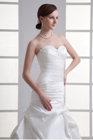 Satin Strapless Sheath Gown with Embroidery