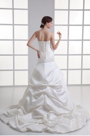 Satin Strapless Sheath Gown with Embroidery