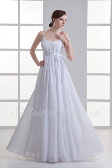 Chiffon Scoop Column Gown with Sash