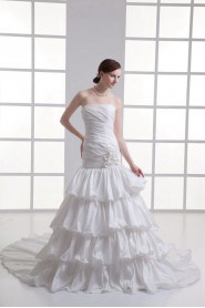 Taffeta Strapless Sheath Gown with Hamd-made Flowers