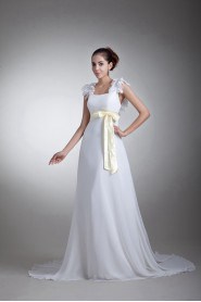 Chiffon and Satin Column Gown with Sash