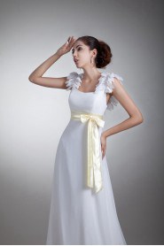 Chiffon and Satin Column Gown with Sash