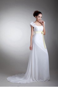 Chiffon and Satin Column Gown with Sash