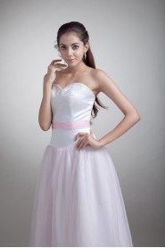 Organza and Satin Sweetheart Tea-Length Dress