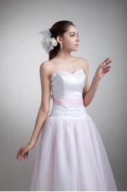 Organza and Satin Sweetheart Tea-Length Dress