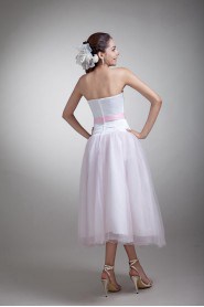 Organza and Satin Sweetheart Tea-Length Dress