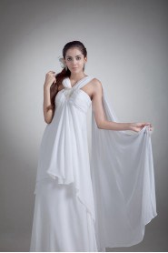 Chiffon Column Gown with Embroidery